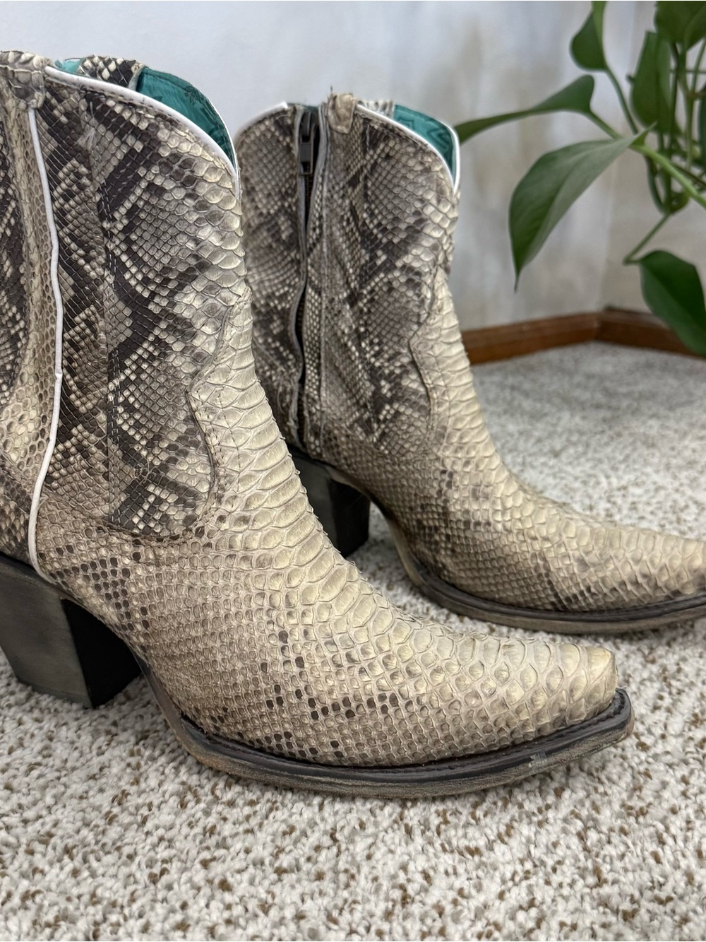 Corral Snake Skin Western Cowboy Ankle Boots
